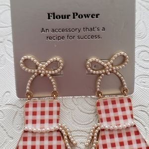 Sugarfix Baublebar Flour Power Checkered Apron Earrings NWT